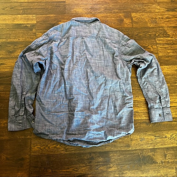 INC International Concepts Blue Long Sleeve Button-down Shirt Textured Weave - Picture 3 of 5